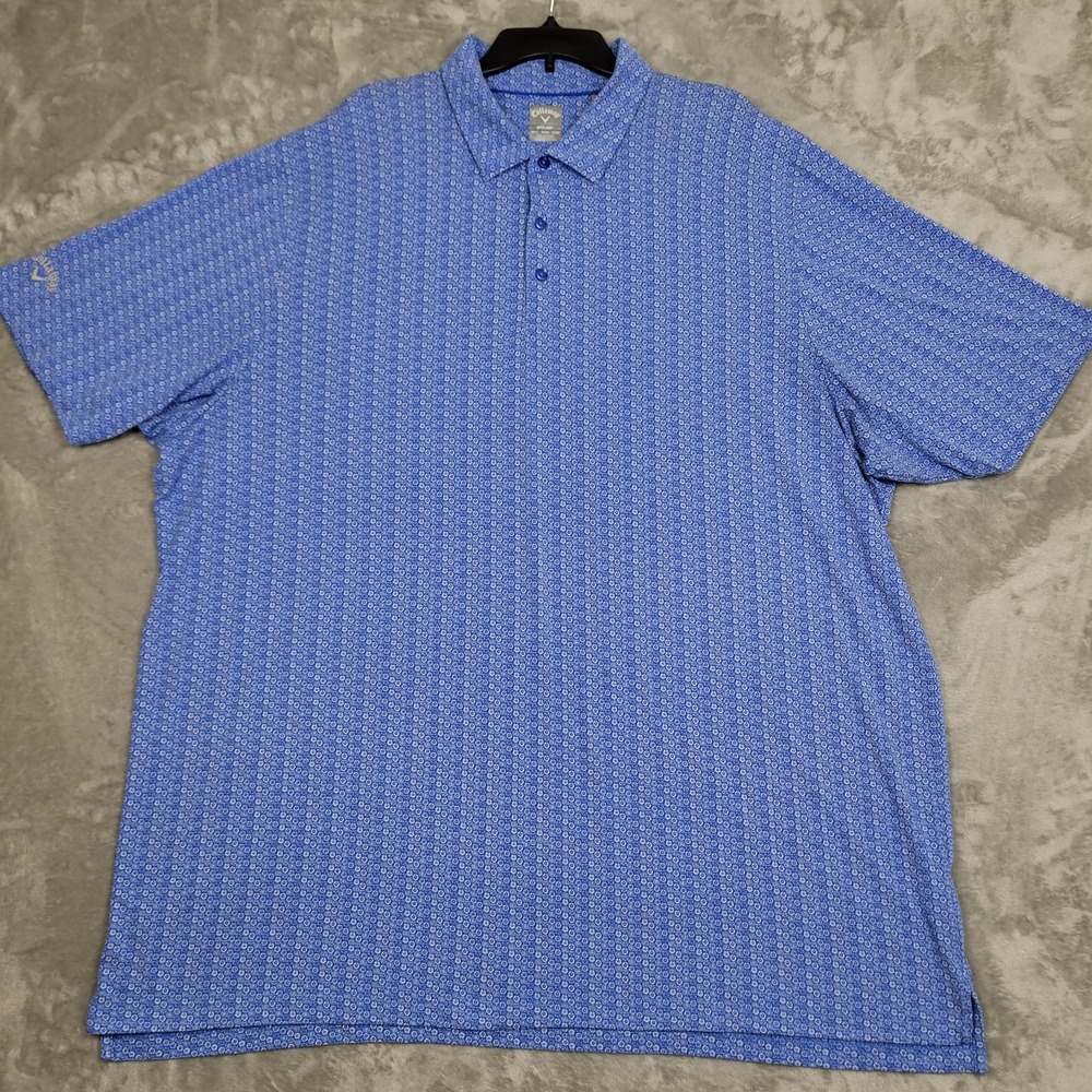 Callaway Opti-Dri Polo Golf Shirt Men's 3XLT Blue Geometric Floral Print Casual